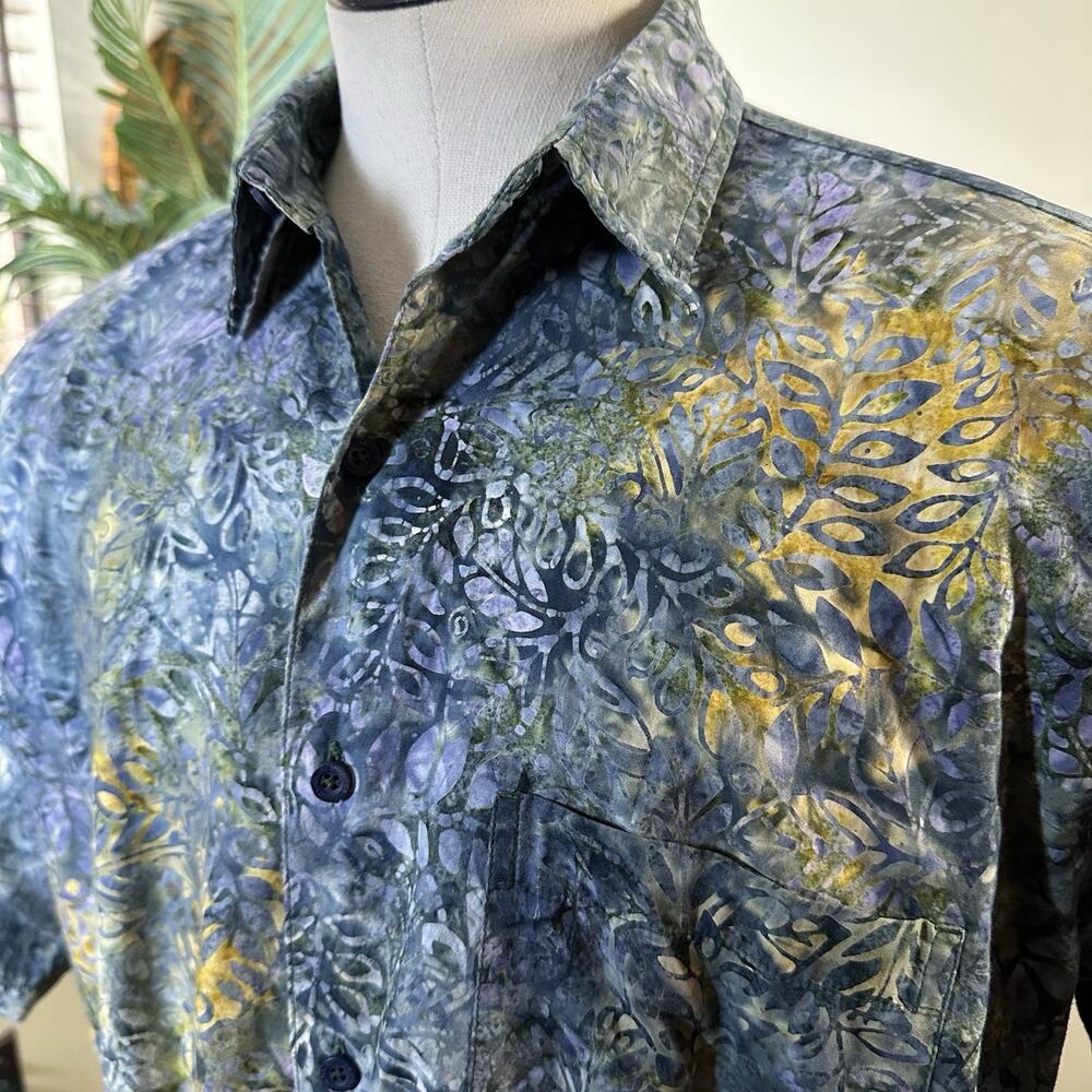 Pete Huntington Bali Men XL Camp Shirt x Botanical vivid striking Aloha